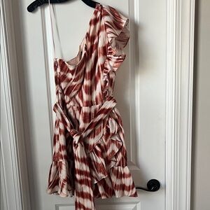 Banana Republic One-Shoulder Dress in Orange  and White